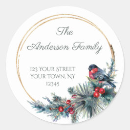 Vintage Wintervogeladresse Runder Aufkleber
