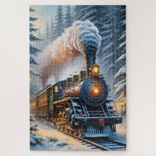 Vintage Winterzug Landschaftskunst Puzzle