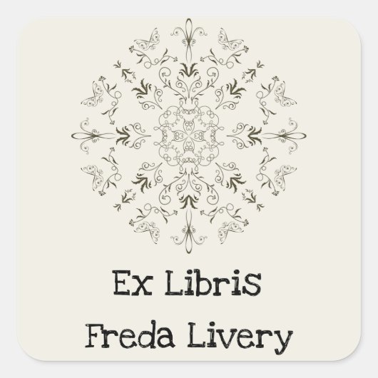 Vintage Wirbel Blühte Classic Quadratischer Aufkleber (Vorderseite)