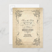 Vintage Wirbel rahmen alte Save the Date Postkarte (Vorne/Hinten)