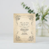 Vintage Wirbel rahmen alte Save the Date Postkarte (Stehend Vorderseite)