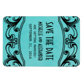 Vintage Wirbel speichern das Date Magnet, Aqua Magnet (Horizontal)