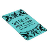 Vintage Wirbel speichern das Date Magnet, Aqua Magnet (Rechte Seite)