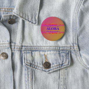 Vintage-Wirbelrand Neonrosa und Gelb Verlauf Button