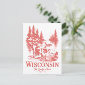 Vintage Wisconsin Badger State Kuh Postkarte (Stehend Vorderseite)