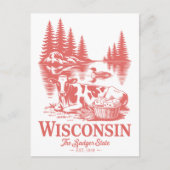 Vintage Wisconsin Badger State Kuh Postkarte (Vorderseite)