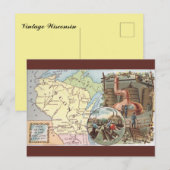 Vintage Wisconsin Map Postkarte (Vorne/Hinten)