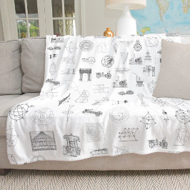 Vintage wissenschaftliche Illustrationen Schwarz-w Fleecedecke