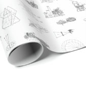 Vintage wissenschaftliche Illustrationen Schwarz-w Geschenkpapier (Rolleneckpunkt)