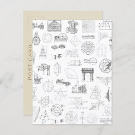 Vintage wissenschaftliche Illustrationen Schwarz-w Postkarte