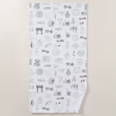 Vintage wissenschaftliche Illustrationen Schwarz-w Strandtuch (Vorderseite)