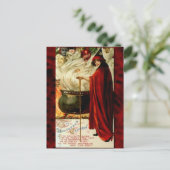 Vintage Witch and Cauldron Halloween Feiertagspostkarte (Stehend Vorderseite)