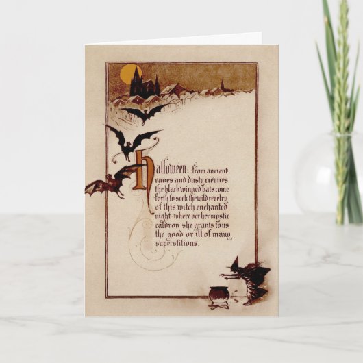 Vintage Witch Halloween Card Feiertagskarte (Vorderseite)