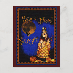Vintage Witch Samhain Postcard Postkarte
