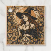 Vintage Witch Tea Time Geschenkanhänger (Vorderseite)