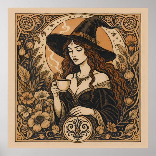 Vintage Witch Tea Time Poster (Vorne)