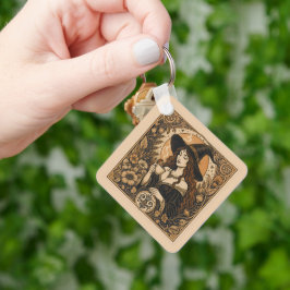 Vintage Witch Tea Time Schlüsselanhänger