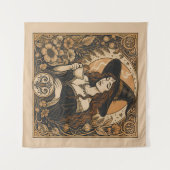 Vintage Witch Tea Time Wandteppich (Vorderseite (Horizontal))