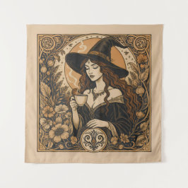 Vintage Witch Tea Time Wandteppich