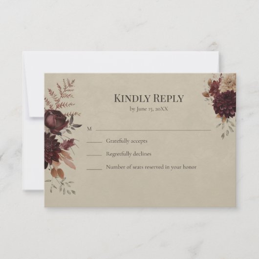 Vintage Witchy Floral Wedding RSVP Card (Vorderseite)
