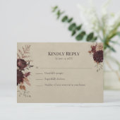 Vintage Witchy Floral Wedding RSVP Card (Stehend Vorderseite)