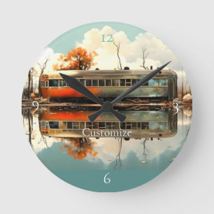 Vintage-Wohnwagen-Anhänger RV Thunder_Cove Runde Wanduhr