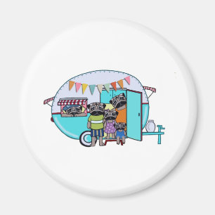 Vintage-Wohnwagen-Möpse Magnet