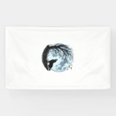 Vintage-Wolf-Heulender-Mond-Baum-Silhouette-Design Banner (Horizontal)