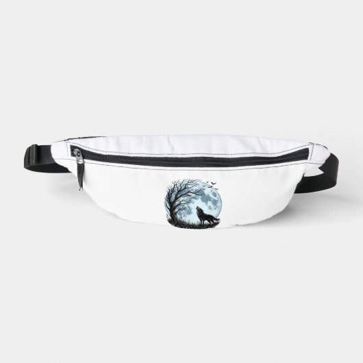 Vintage-Wolf-Heulender-Mond-Baum-Silhouette-Design Bauchtasche (Vorderseite)