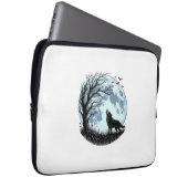 Vintage-Wolf-Heulender-Mond-Baum-Silhouette-Design Laptopschutzhülle (Vorne Rechts)