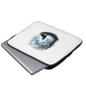 Vintage-Wolf-Heulender-Mond-Baum-Silhouette-Design Laptopschutzhülle (Vorne Knopf)