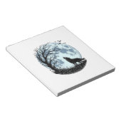 Vintage-Wolf-Heulender-Mond-Baum-Silhouette-Design Notizblock (angewinkelt)