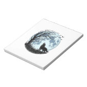 Vintage-Wolf-Heulender-Mond-Baum-Silhouette-Design Notizblock (Rotiert)