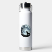 Vintage-Wolf-Heulender-Mond-Baum-Silhouette-Design Trinkflasche (Vorderseite)