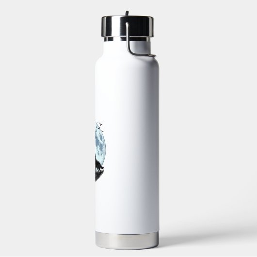 Vintage-Wolf-Heulender-Mond-Baum-Silhouette-Design Trinkflasche (Links)