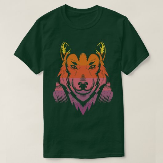 Vintage Wolf-Kopfhörer T-Shirt (Design vorne)