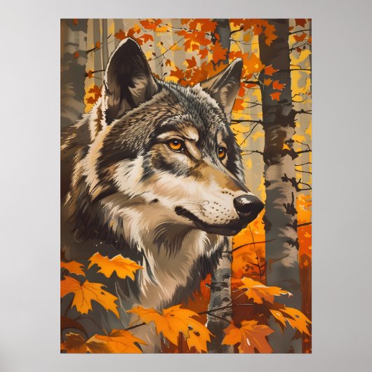 Vintage Wolf Portrait Poster (Vorne)