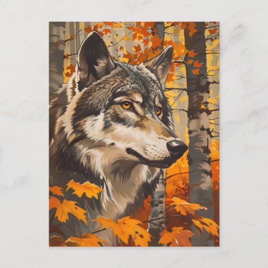 Vintage Wolf Portrait Postkarte (Vorderseite)