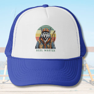 Vintage-Wolf-Ruhestandsgeschenke für Fischer-Vater Truckerkappe