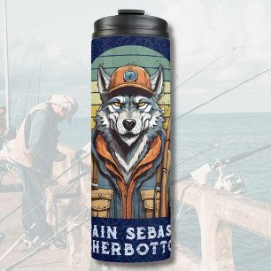 Vintage-Wolf-Ruhestandsgeschenke für Fischervater Thermosbecher