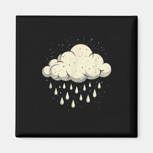 Vintage-Wolken-Regentropfen-Kunst-Natur-Wetter-Win Magnet (Vorne)