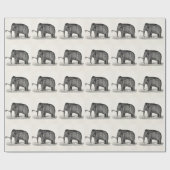 Vintage Wolle Mammoth Illustration Wollmammut Geschenkpapier (Flach)