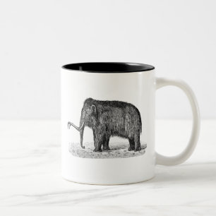 Vintage-Wollhaarmammut-Illustration Wollige Mammut Zweifarbige Tasse