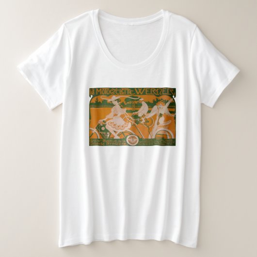 Vintage Woman Cycling with Cupid T-Shirt (Design vorne)