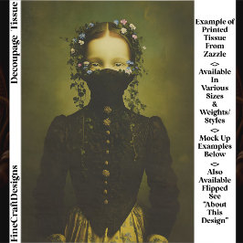 Vintage Woman, Flower Crown & Mask EQ7L Decoupage Seidenpapier