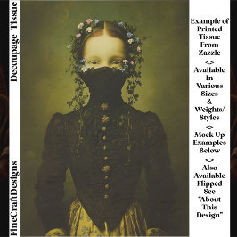 Vintage Woman, Flower Crown & Mask EQ7R Decoupage Seidenpapier