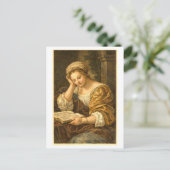 Vintage Woman Reading Postkarte (Stehend Vorderseite)