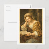 Vintage Woman Reading Postkarte (Vorne/Hinten)