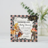 Vintage Wonderland Babydusche Einladung (Stehend Vorderseite)