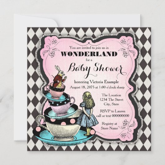 Vintage Wonderland Babydusche Einladung (Vorderseite)